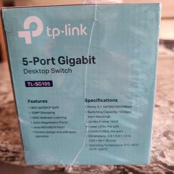 NEW tp-link 5-Port Gigabit Ethernet Desktop Switch TL-SG105 w/AC, Unopened Box - Picture 5 of 5